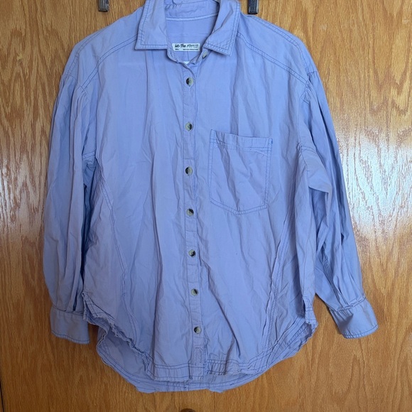 NWOT Free People We The Free Happy Hour Solid Poplin Top Women's Size S Blue - Picture 3 of 6